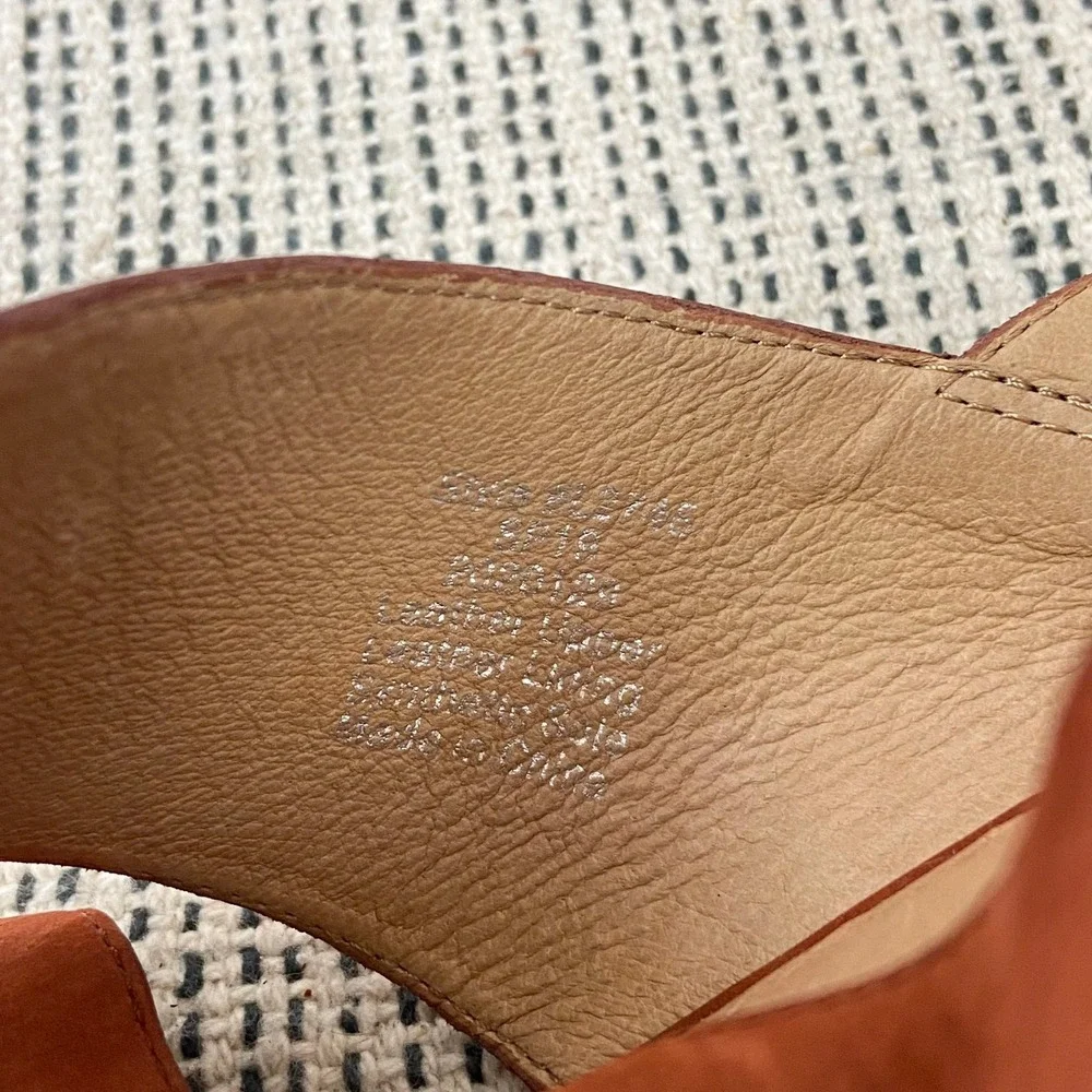 Madewell Ruthie Block Heel Sandals Sz 10 Spiced Cider Rust‎ Suede Leather Boho